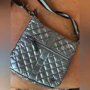 Oliver Thomas crossbody purse - quilted crossbody in Gunmetal